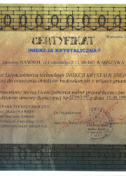 Certyfikat Iniekcja Krystaliczna